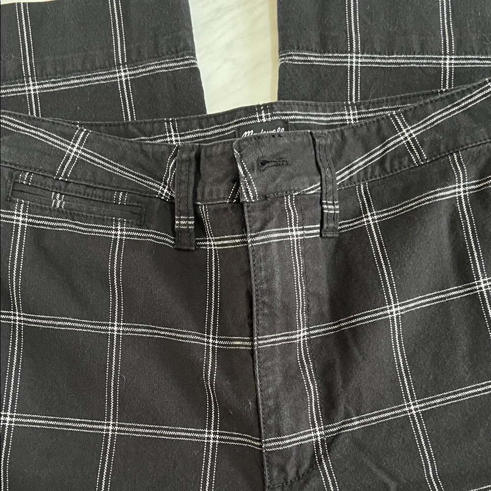 Madewell Black and White Windowpane Plaid Patterned Pants - Picture 3 of 8